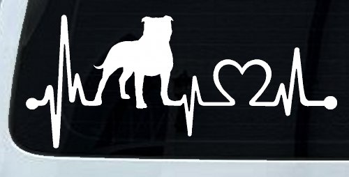 Pit Bull Pitbull Love Heartbeat Lifeline Monitor Car or Truck Window Decal Sticker (White)