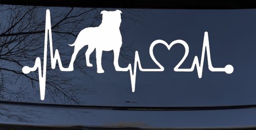 Pit Bull Pitbull Love Heartbeat Lifeline Monitor Car or Truck Window Vinyl Decal Sticker (White)