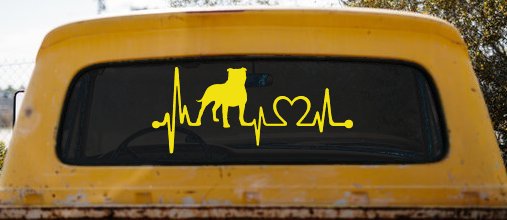 Pit Bull Pitbull Love Heartbeat Lifeline Monitor Car or Truck Window Decal Sticker (Yellow)