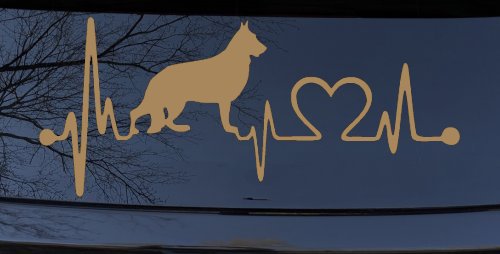 German Shepherd Love Heartbeat Monitor Car or Truck Window Decal Sticker