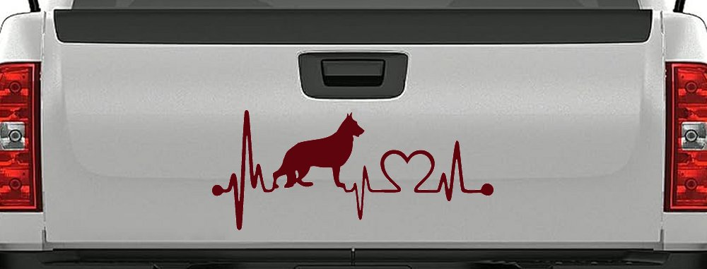 German Shepherd Love Heartbeat Monitor Car or Truck Window Decal Sticker (Purple Red)