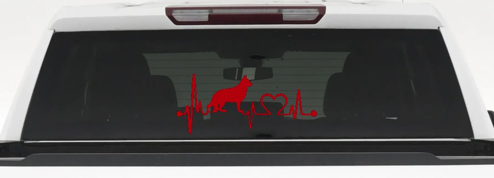 German Shepherd Love Heartbeat Monitor Car or Truck Window Vinyl Decal Sticker (Red)