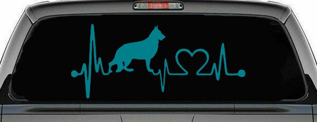 German Shepherd Love Heartbeat Monitor Car or Truck Window Decal Sticker