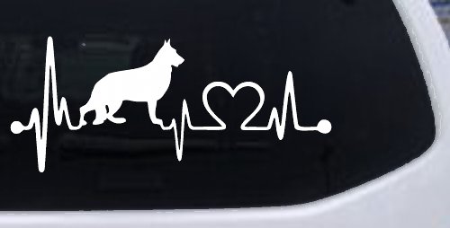 German Shepherd Love Heartbeat Monitor Car or Truck Window Decal Sticker