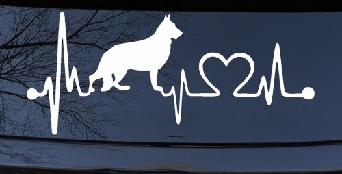 German Shepherd Love Heartbeat Monitor Car or Truck Window Decal Sticker