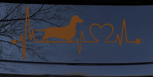 Dachshund Love Heartbeat Lifeline Monitor Dog Car or Truck Window Decal Sticker