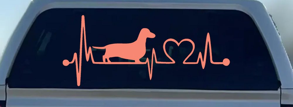 Dachshund Love Heartbeat Lifeline Monitor Dog Car or Truck Window Decal Sticker