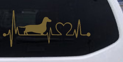 Dachshund Love Heartbeat Lifeline Monitor Dog Car or Truck Window Decal Sticker