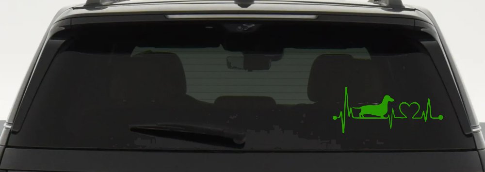 Dachshund Love Heartbeat Lifeline Monitor Dog Car or Truck Window Decal Sticker (Lime)