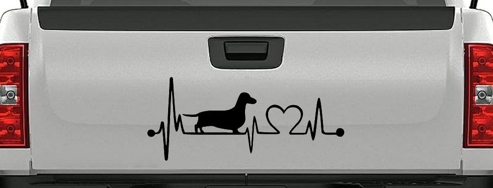 Dachshund Love Heartbeat Lifeline Monitor Dog Car or Truck Window Decal Sticker