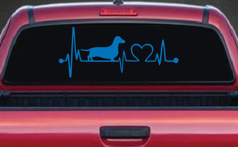 Dachshund Love Heartbeat Lifeline Monitor Dog Car or Truck Window Decal Sticker