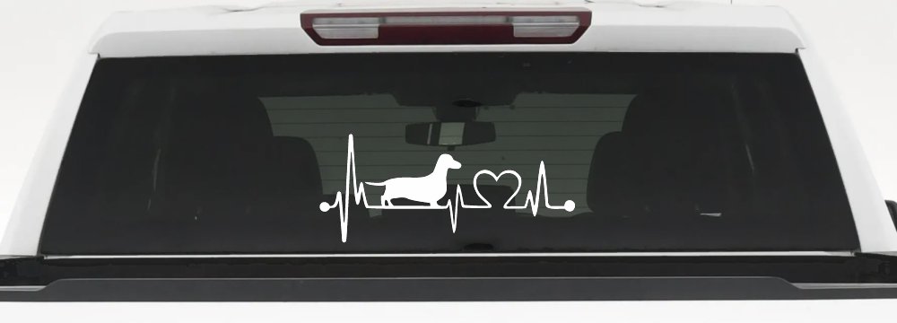 Dachshund Love Heartbeat Lifeline Monitor Dog Car or Truck Window Decal Sticker