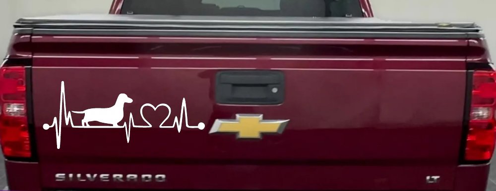 Dachshund Love Heartbeat Lifeline Monitor Dog Car or Truck Window Decal Sticker
