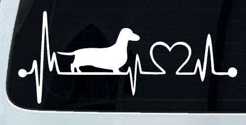 Dachshund Love Heartbeat Lifeline Monitor Dog Car or Truck Window Decal Sticker