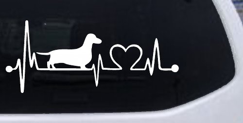 Dachshund Love Heartbeat Lifeline Monitor Dog Car or Truck Window Decal Sticker