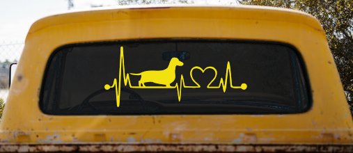 Dachshund Love Heartbeat Lifeline Monitor Dog Car or Truck Window Decal Sticker
