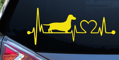 Dachshund Love Heartbeat Lifeline Monitor Dog Car or Truck Window Decal Sticker