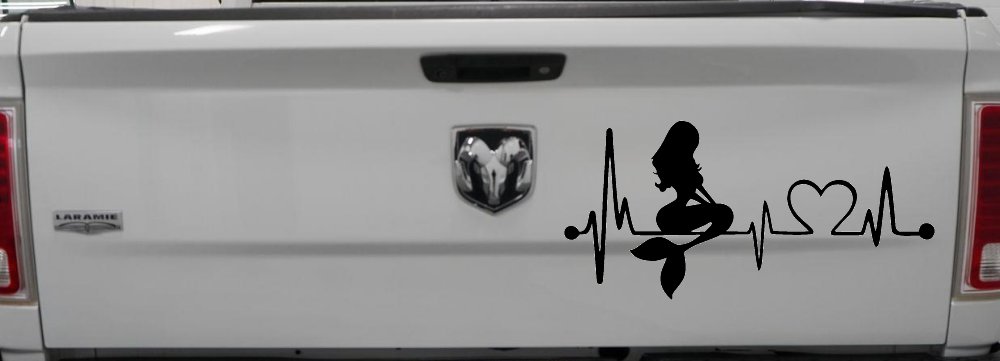 Mermaid Love Heartbeat Lifeline Monitor Car or Truck Window Decal Sticker