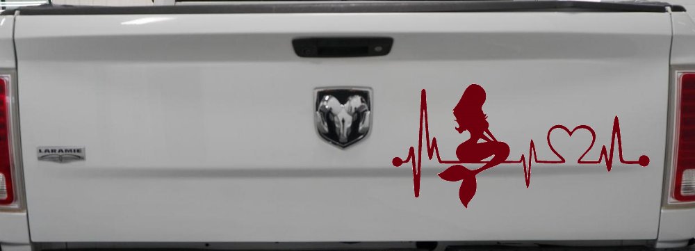 Mermaid Love Heartbeat Lifeline Monitor Car or Truck Window Decal Sticker