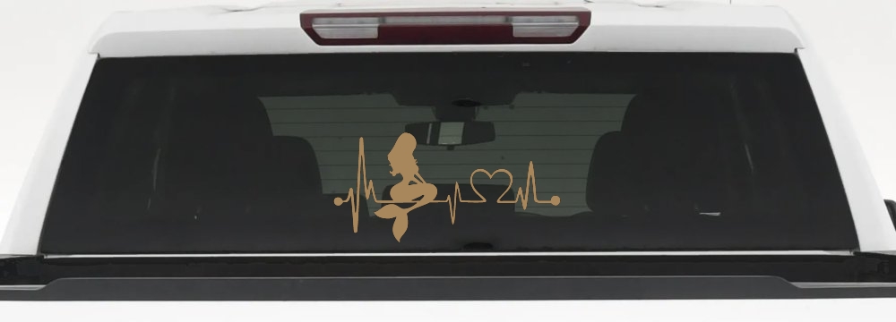 Mermaid Love Heartbeat Lifeline Monitor Car or Truck Window Decal Sticker