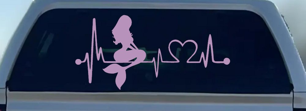Mermaid Love Heartbeat Lifeline Monitor Car or Truck Window Decal Sticker