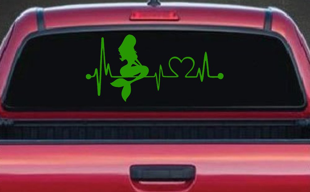 Mermaid Love Heartbeat Lifeline Monitor Car or Truck Window Decal Sticker
