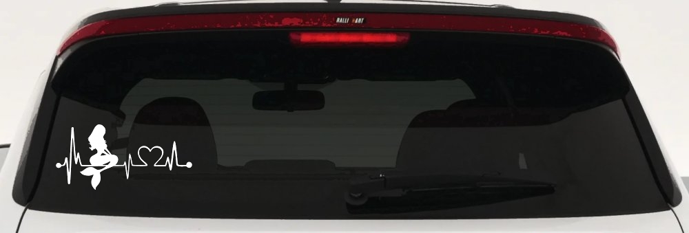 Mermaid Love Heartbeat Lifeline Monitor Car or Truck Window Decal Sticker