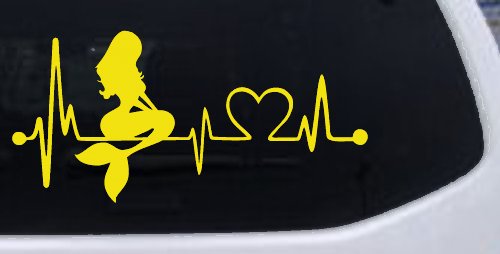 Mermaid Love Heartbeat Lifeline Monitor Car or Truck Window Decal Sticker
