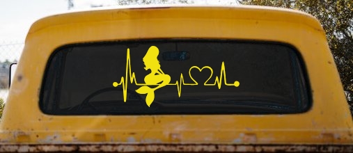 Mermaid Love Heartbeat Lifeline Monitor Car or Truck Window Decal Sticker