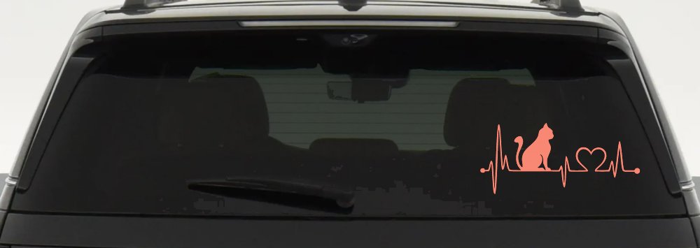 Cat Heartbeat Lifeline Love Car or Truck Window Decal Sticker