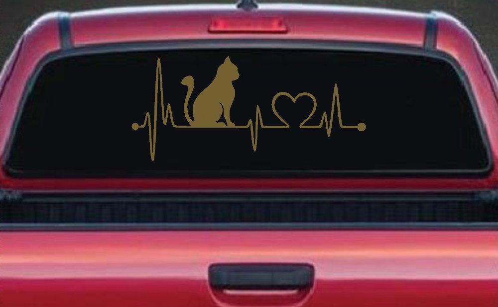 Cat Heartbeat Lifeline Love Car or Truck Window Decal Sticker