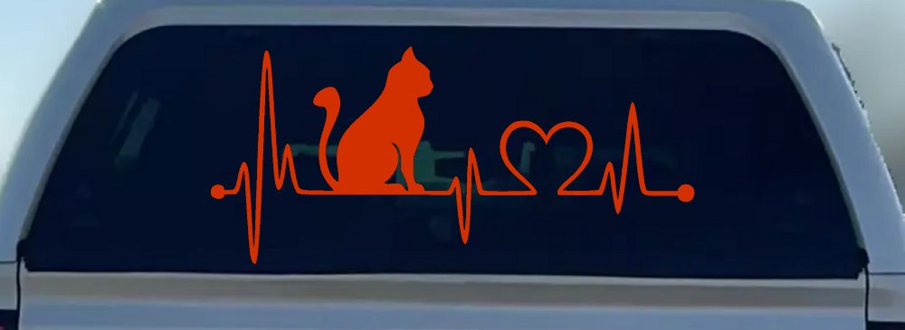 Cat Heartbeat Lifeline Love Car or Truck Window Decal Sticker