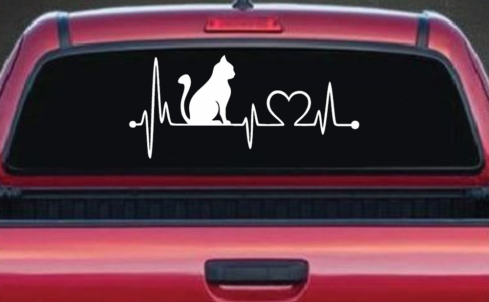 Cat Heartbeat Lifeline Love Car or Truck Window Decal Sticker