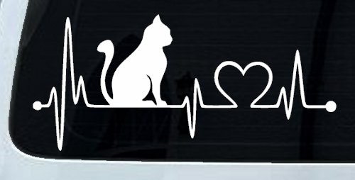 Cat Heartbeat Lifeline Love Car or Truck Window Decal Sticker