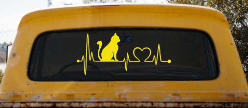 Cat Heartbeat Lifeline Love Car or Truck Window Decal Sticker
