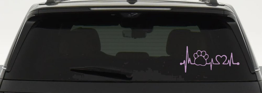 Pet Paw Heartbeat Lifeline Dog Love Car or Truck Window Decal Sticker (Lilac)