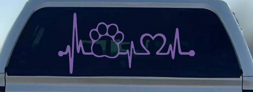 Pet Paw Heartbeat Lifeline Dog Love Car or Truck Window Decal Sticker