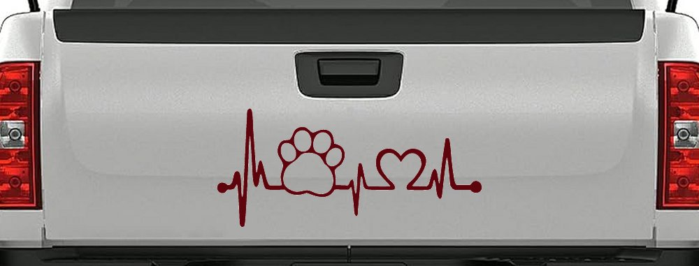 Pet Paw Heartbeat Lifeline Dog Love Car or Truck Window Decal Sticker