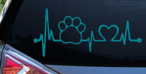 Pet Paw Heartbeat Lifeline Dog Love Car or Truck Window Decal Sticker