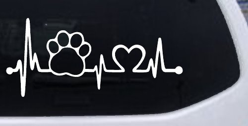 Pet Paw Heartbeat Lifeline Dog Love Car or Truck Window Decal Sticker