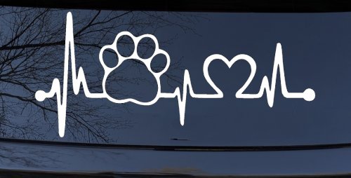 Pet Paw Heartbeat Lifeline Dog Love Car or Truck Window Decal Sticker