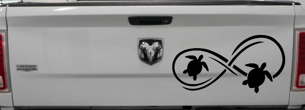 Sea Turtle Infinity Car or Truck Window Decal Sticker (Black)