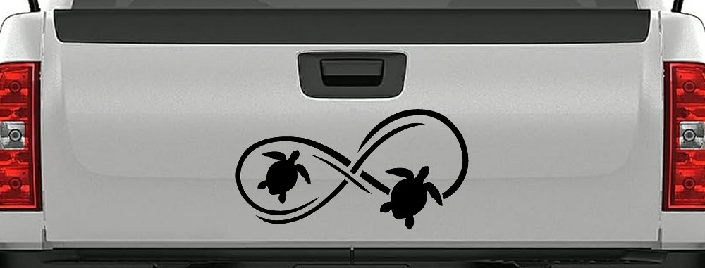 Sea Turtle Infinity Car or Truck Window Vinyl Decal Sticker (Black)