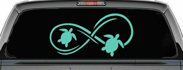 Sea Turtle Infinity Car or Truck Window Vinyl Decal Sticker (Mint)