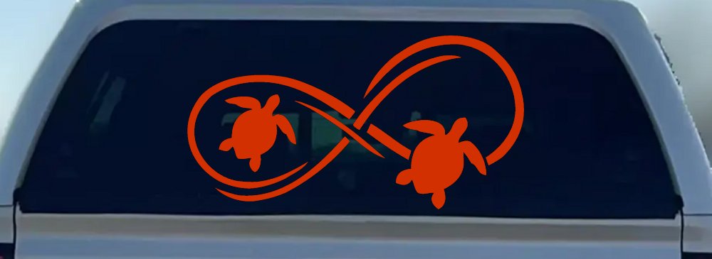 Sea Turtle Infinity Car or Truck Window Decal Sticker (Orange Red)