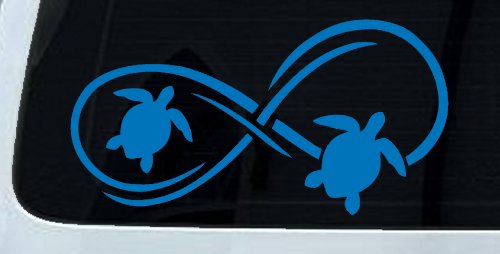 Sea Turtle Infinity Car or Truck Window Decal Sticker (Sky Blue)