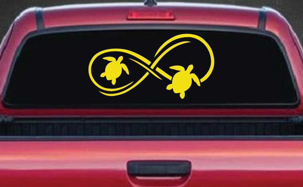 Sea Turtle Infinity Car or Truck Window Decal Sticker (Yellow)