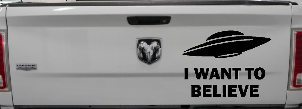 I Want To Believe Alien Flying Saucer Car or Truck Window Decal Sticker