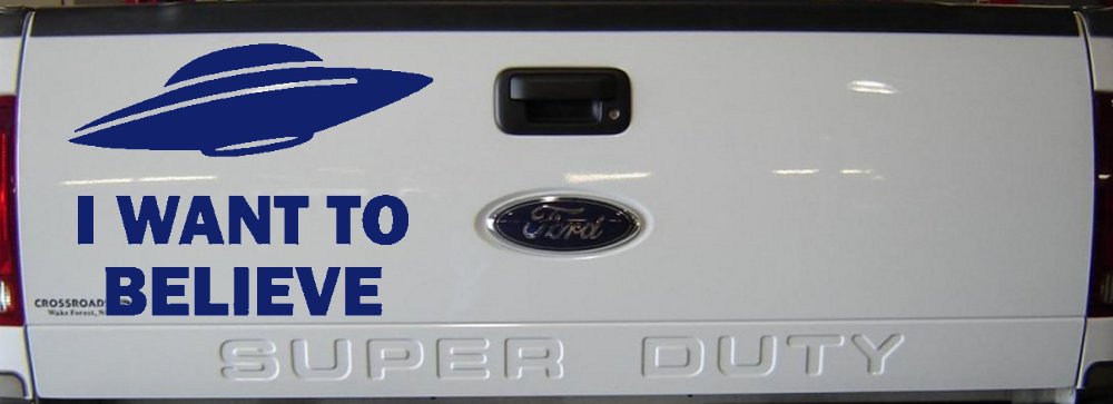 I Want To Believe Alien Flying Saucer Car or Truck Window Decal Sticker (Navy)
