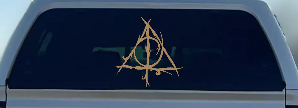 Deathly Hallows Sci Fi Car or Truck Window Decal Sticker (Light Brown)